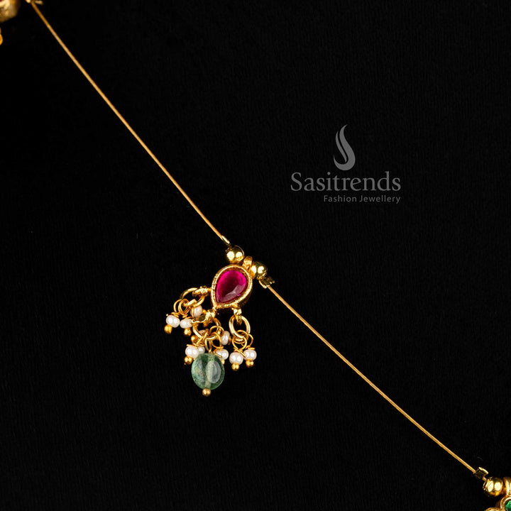 Radiant Jadau invisible chain necklace crafted for festive refinement using pearls – Sasitrends