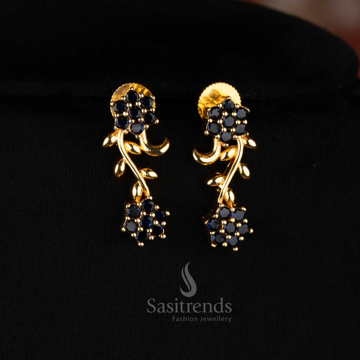 Blue AD floral vine stud earrings – Sasitrends