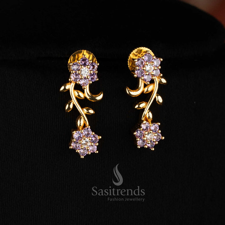 Trendy white-lavender floral vine earrings – Sasitrends