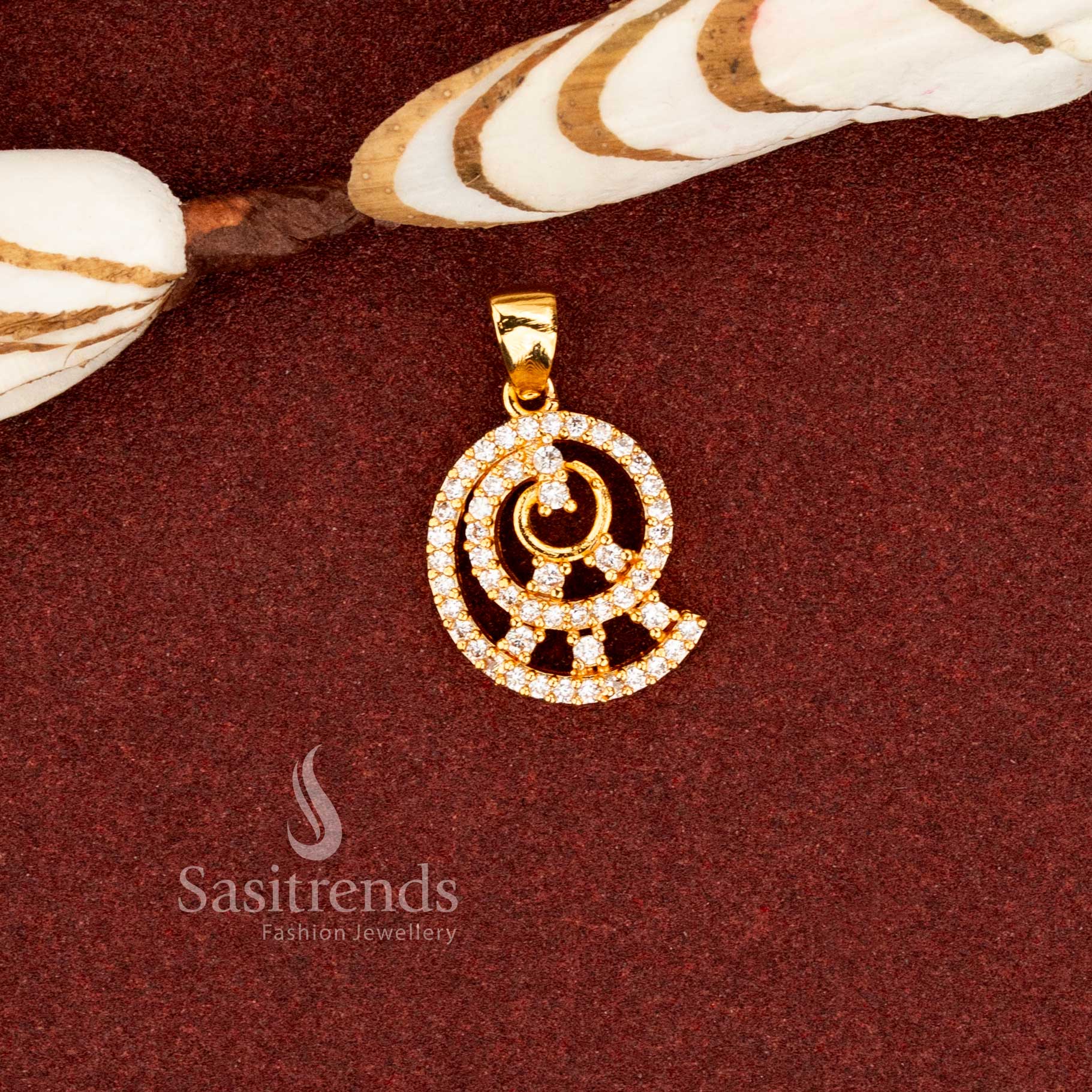 Fine craft micro gold plated American diamond trendy pendant designed for festive and casual occasions guaranteed - Sasitrends