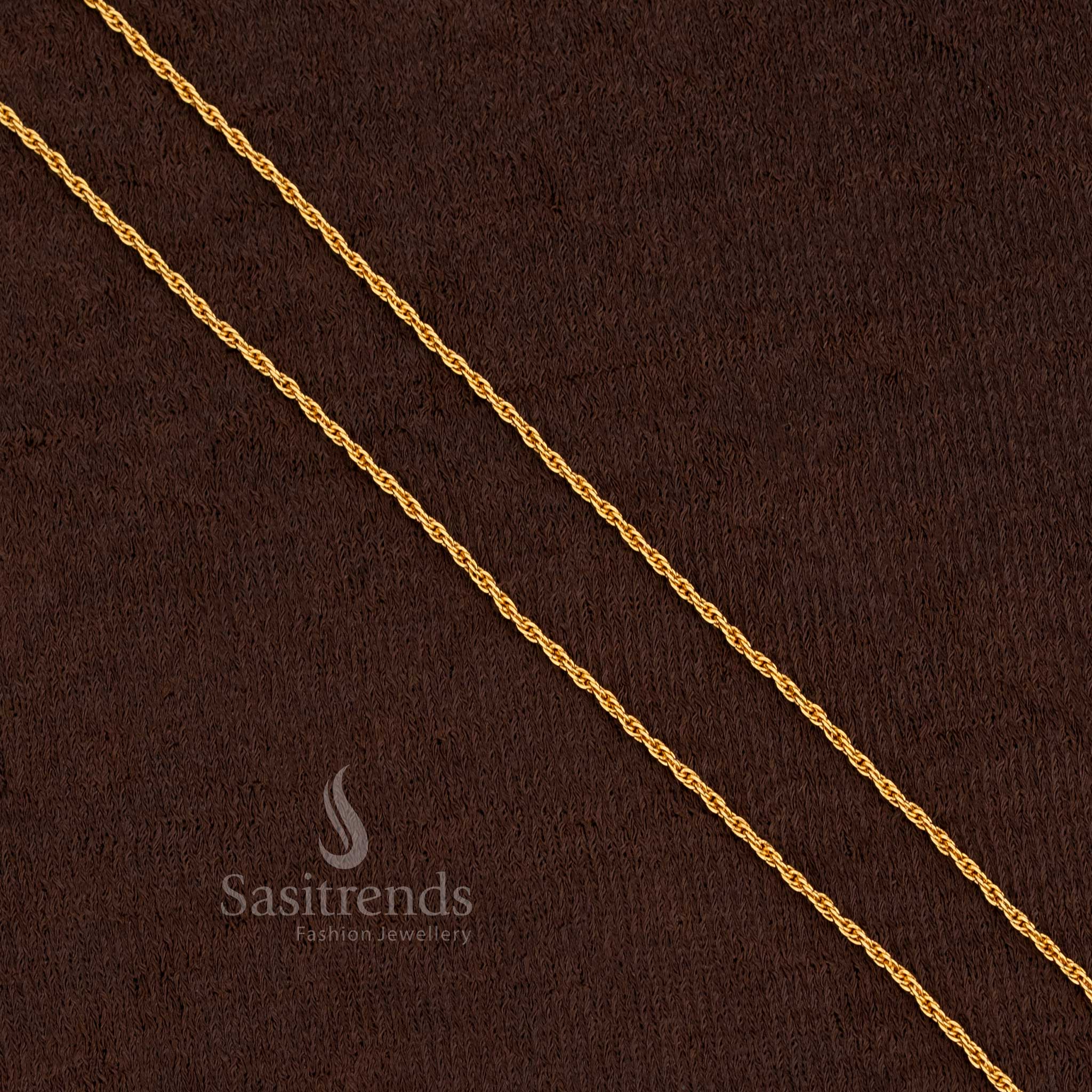 Majestic Micro Gold Plated 18 Inches Designer Chain showcasing intricate link design for festive and bridal saree wear – Sasitrends