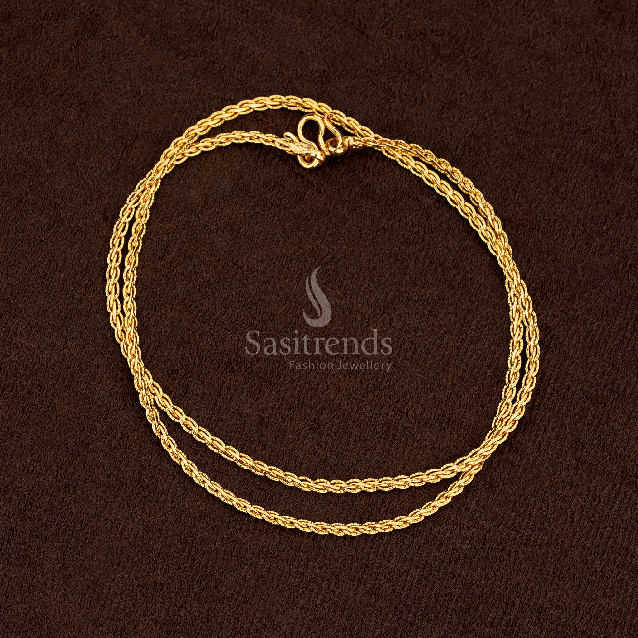 Regal Micro Gold Plated 18 Inches Chain with exquisite crafted filigree, ideal for festive saree and bridal ensembles – Sasitrends