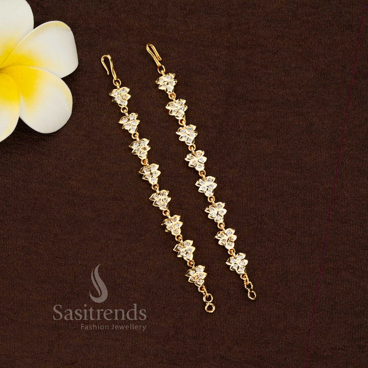 Sacred grace impon micro gold plated Panchaloga floral matil white with guaranteed quality perfect for poojas, bridal wear, and classical performance styling – Sasitrends