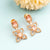 Charming Rose Gold Plated Pink Earrings with American Diamond Stones