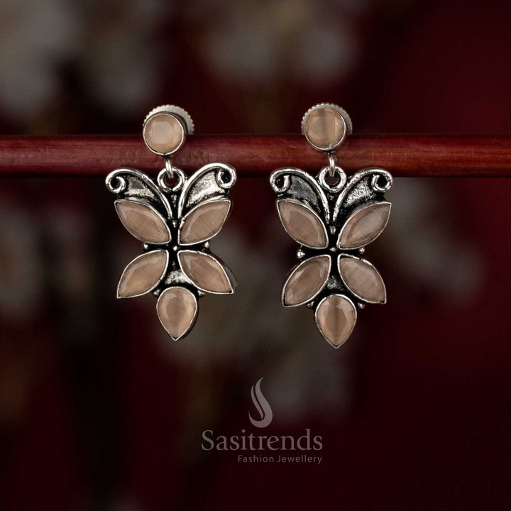 Rustic brown oxidised butterfly earrings with smooth drift for casual styling – Sasitrends.