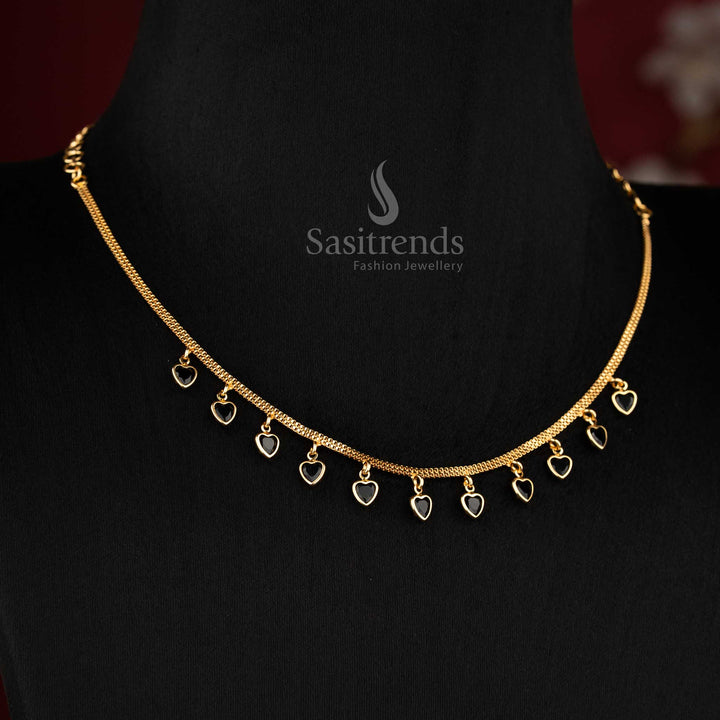 Trendy black heart AD micro gold necklace for girls, perfect jewellery for modern styling - Sasitrends