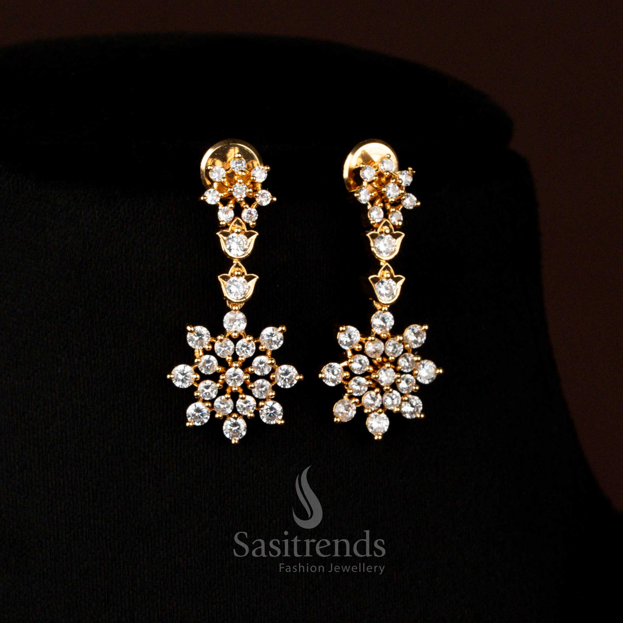 Guaranteed Micro Gold Plated American Diamond Star Flower Necklace Jewellery Set – Sasitrends