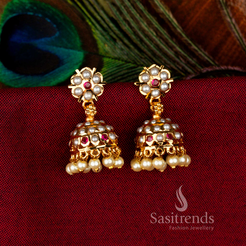 Grand Guaranteed Impon Addigai Micro Gold Plated Temple Jhumka Earrings, beautiful cultural jewellery for weddings, parties and celebrations – Sasitrends
