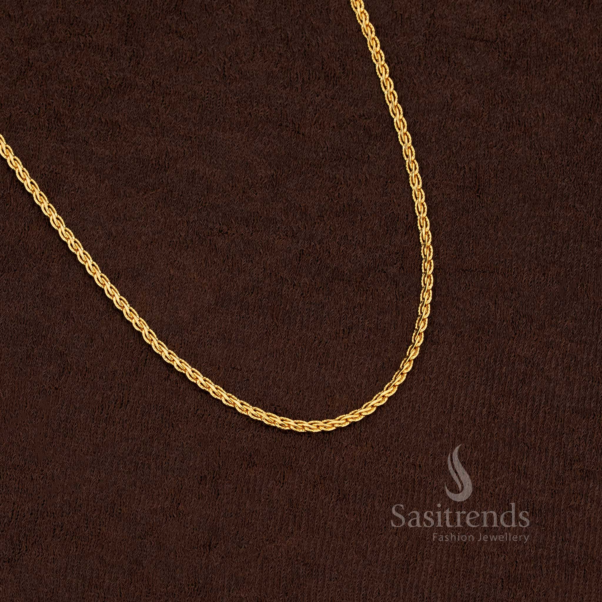 Majestic Micro Gold Plated 18 Inches Chain with polished lustrous accents, ideal for bridal and festive celebrations – Sasitrends