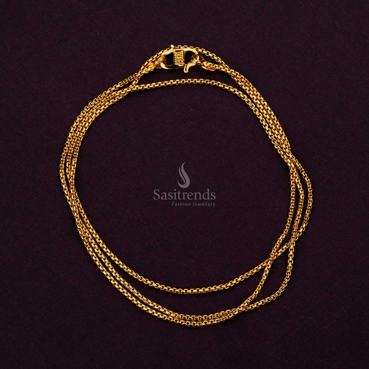 Exquisite Micro Gold Plated Box Chain – Premium One Gram Traditional Jewellery For Festive Wear - Sasitrends