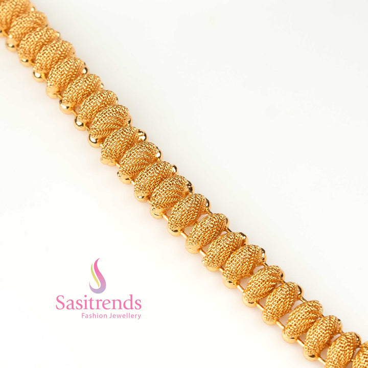 Graceful ruby AD stone necklace plated in one gram micro gold, tilak pendant detailed with pearl highlights for timeless celebration wear – Sasitrends