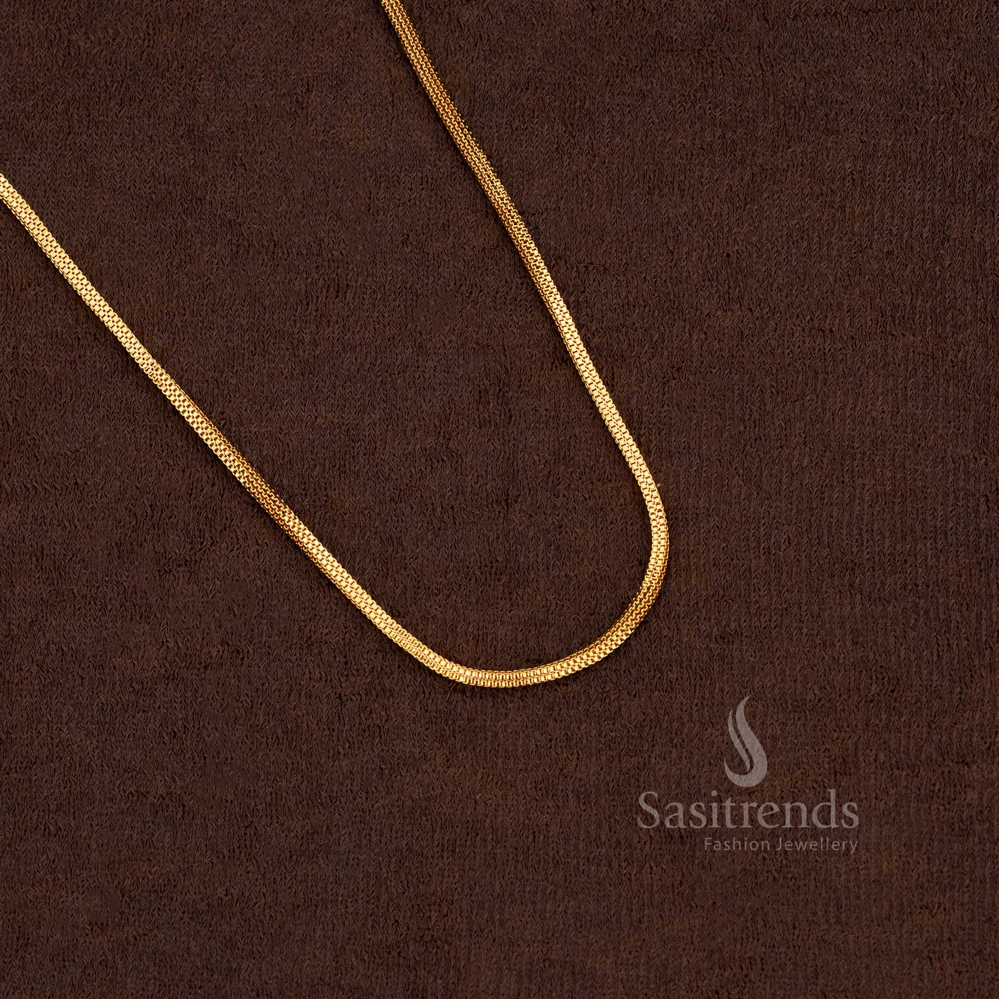 Traditional Micro Gold Plated Box Chain Thin Design With Real Gold Like Finish Suitable For Cultural Events And Gatherings - Sasitrends