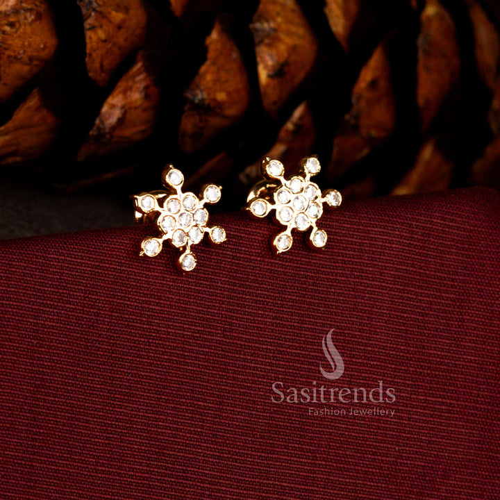 Radiant Guaranteed Micro Gold Plated Impon AD Floral Star Cluster Stud Earrings