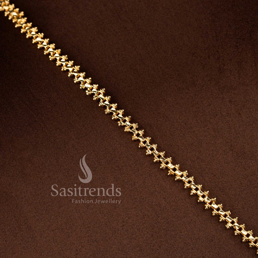 Elegant micro gold plated 2-side Gajiri chain necklace with center pear stone peacock pendant and pearl drops, one gram jewellery – Sasitrends