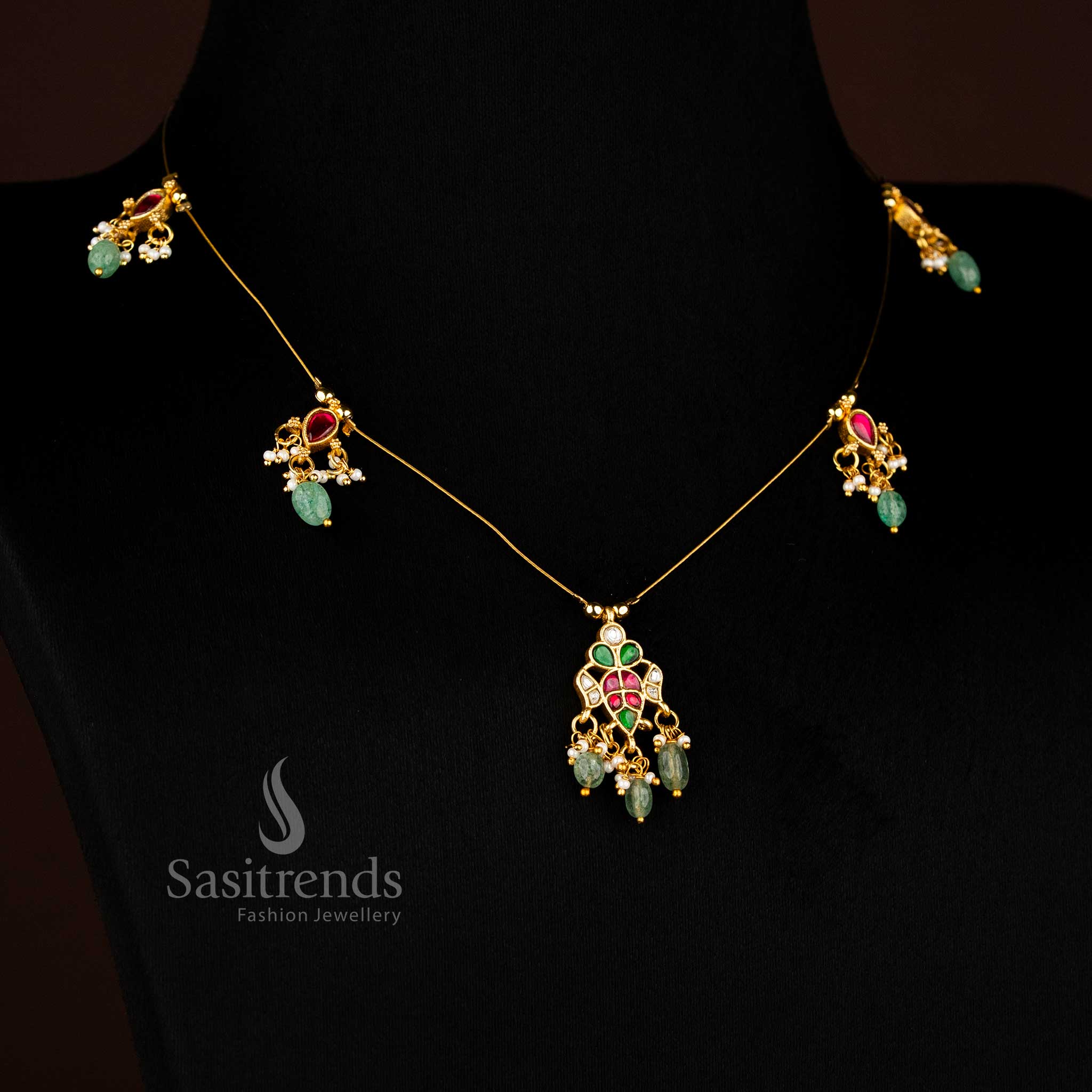 Opulent Jadau statement necklace delivering pearl glaze for special wear – Sasitrends