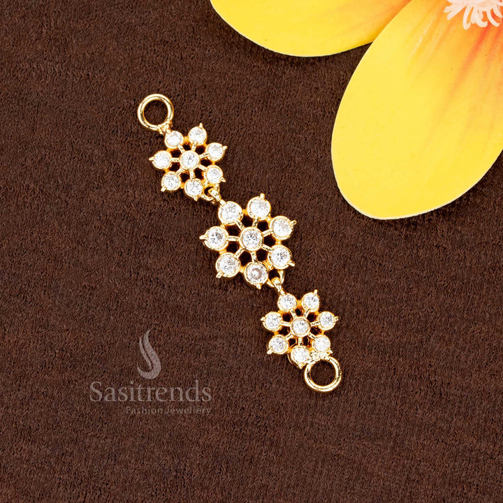 Graceful white micro gold plated Addigai pendant featuring Panchaloha craftsmanship and floral motifs for elegant celebration styling – Sasitrends