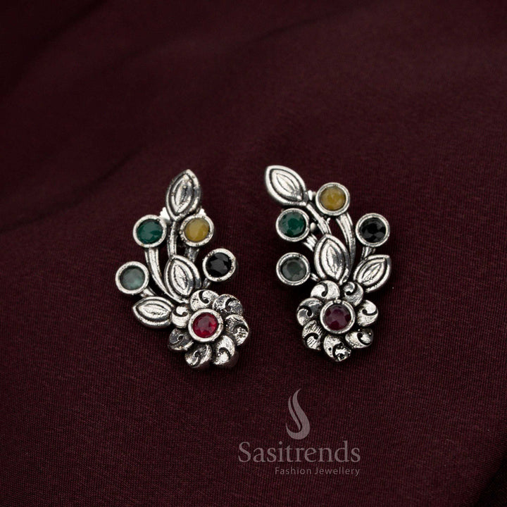 Sovereign multicolor oxidised floral earrings crafted with opulent design created for heritage majesty celestial events and aristocratic jewellery splendour – Sasitrends