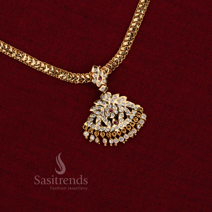 Sacred lustre impon micro gold plated Gati heart chain pendant necklace with guaranteed gold look ideal for sacred ceremonies, bridal styling and festive functions – Sasitrends