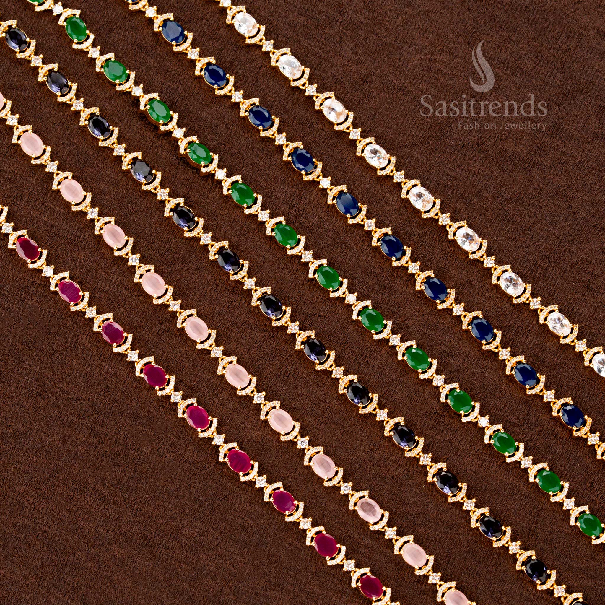 Majestic American diamond gold-plated hip belt with dazzling stones, a sophisticated single-line design, and a royal finish—perfect for sarees and festive styling - Sasitrends