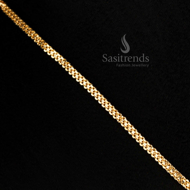 Majestic micro gold plated Lakshmi coin necklace with earrings designed for Kerala occasion wear with traditional grandeur - Sasitrends