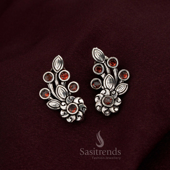 Resplendent red oxidised floral earrings with divine design perfect for eternal elegance heritage charm and illustrious jewellery grandeur – Sasitrends