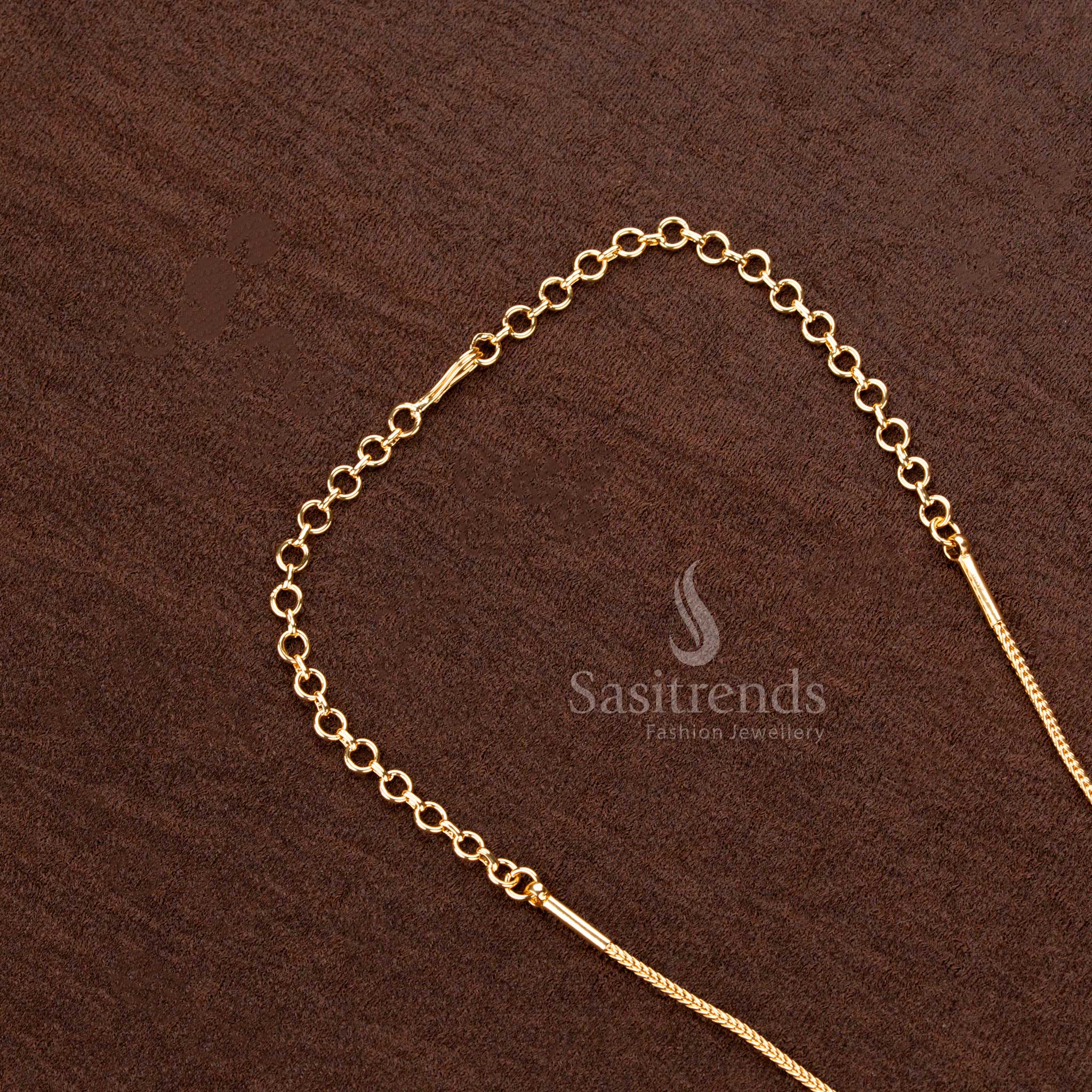  Vibrant Palakka Nagapadam pendant necklace with one gram gold plating, Kerala temple jewellery style, and AD stone embellishments - Sasitrends