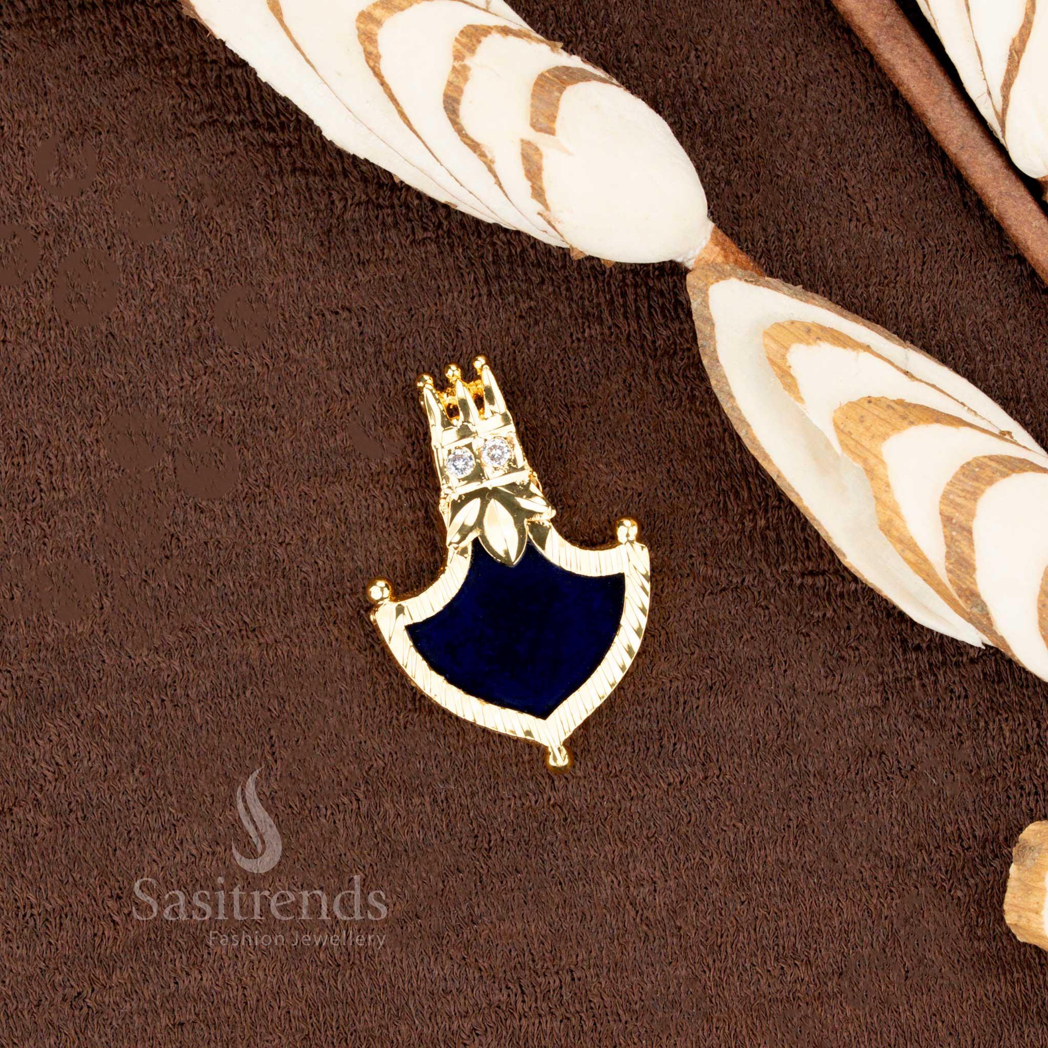 Amazing micro gold plated blue color  palakka pendant for special event - Sasitrends