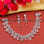 Glamorous Rose Gold Party Wear American Diamond Necklace Set with Green Stone Accents - A Must-Have for Festive Celebrations
