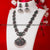 Exquisite Ruby-Green Stone Floral Pendant Necklace Set - Party-Ready Oxidised German Silver and Pearl Jhumkas