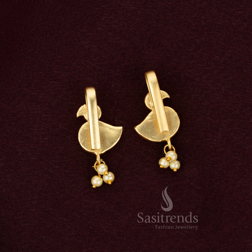 Royal Parrot Design Jadau Bugadi Earrings Crafted In 24K Gold Finish With Sparkling Kundan And Pearls From Sasitrends