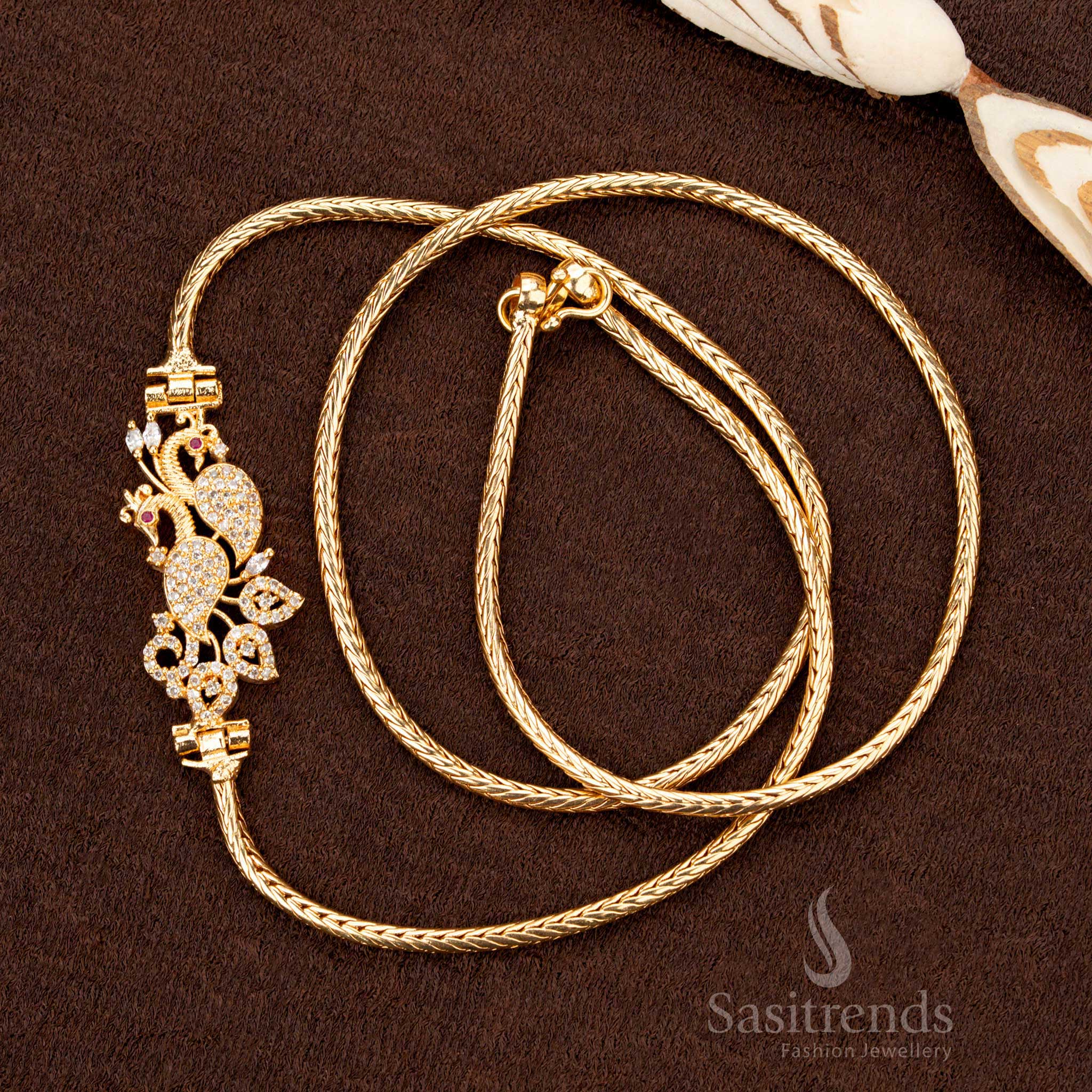 Micro Gold Plated Saree Chain with Peacock Design – Sasitrends