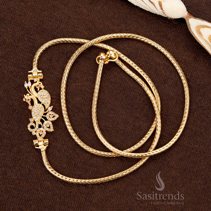Micro Gold Plated Saree Chain with Peacock Design – Sasitrends