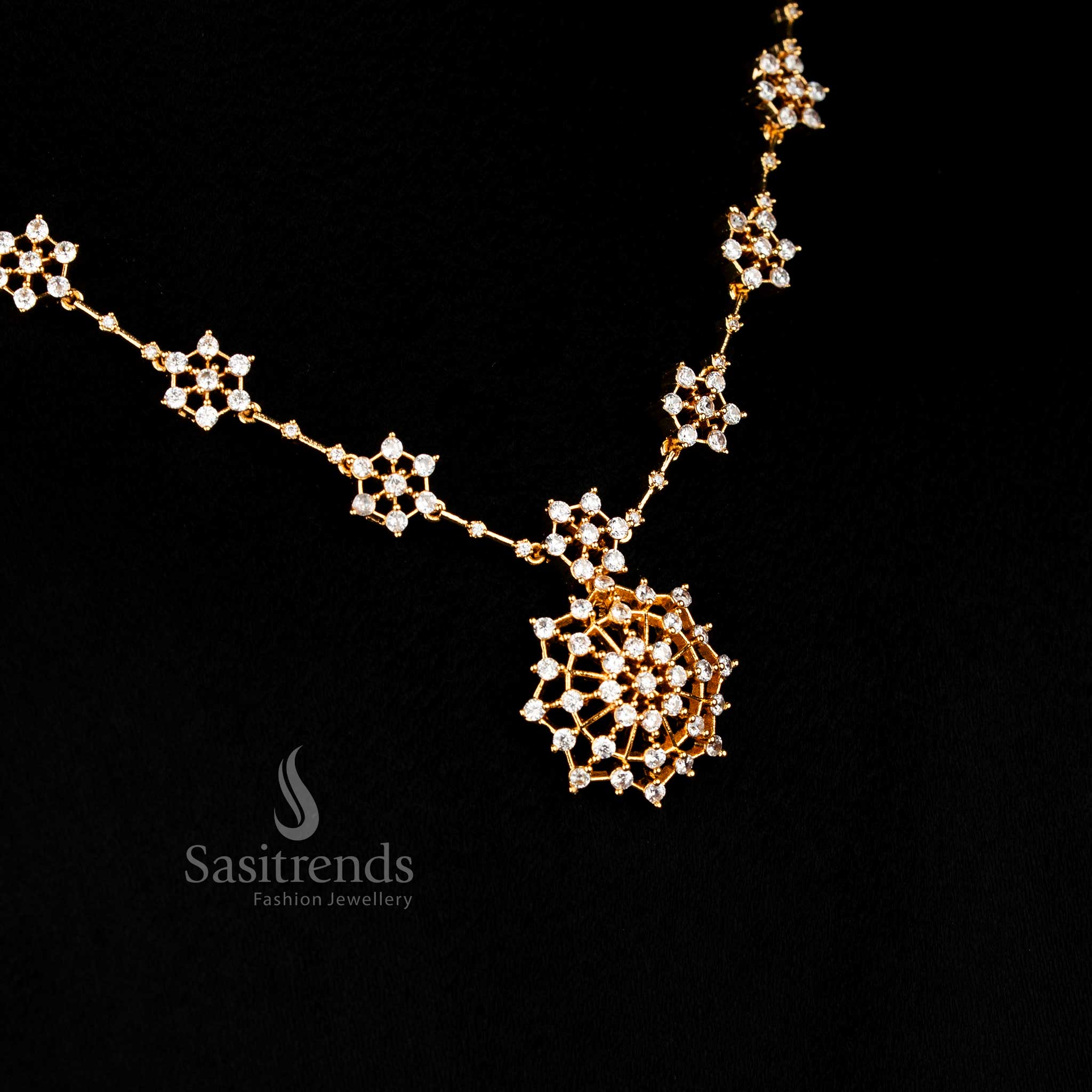 Party wear White Floral Starburst Earrings in Micro Gold Plating with AD Stone Accents – Sasitrends