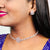 Sasitrends American Diamond AD Rhodium Plated Necklace Jewellery Set With Earrings