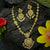 Captivating Matte Gold Plated Floral AD Necklace Set in White Colored Stones.