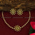 Graceful Temple Gold Plated Green Kemp Stone Choker Necklace with Jhumkas - Latest Party Wear
