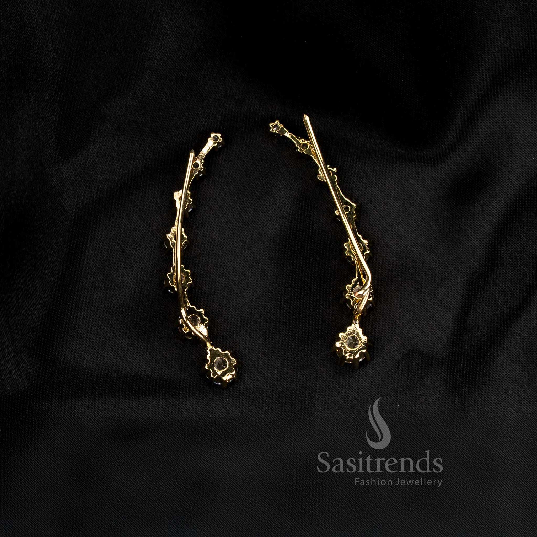 Gangajamuna crystal line AD ear climber earrings with a clean linear form ideal for contemporary urban fashion – Sasitrends