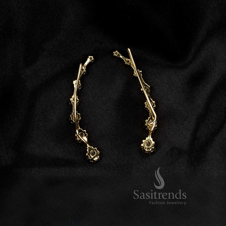 Gangajamuna crystal line AD ear climber earrings with a clean linear form ideal for contemporary urban fashion – Sasitrends