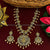 Temple Gold Plated Lakshmi & Peacock Pearl AD Necklace with Earrings