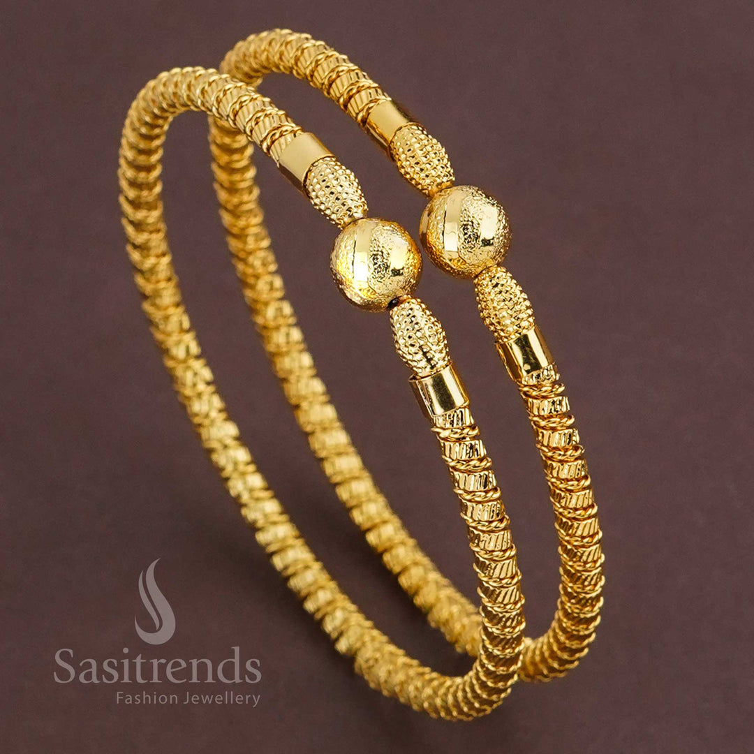 Elegant Traditional Kada Bangle Pair | Plated with One Gram Micro Gold