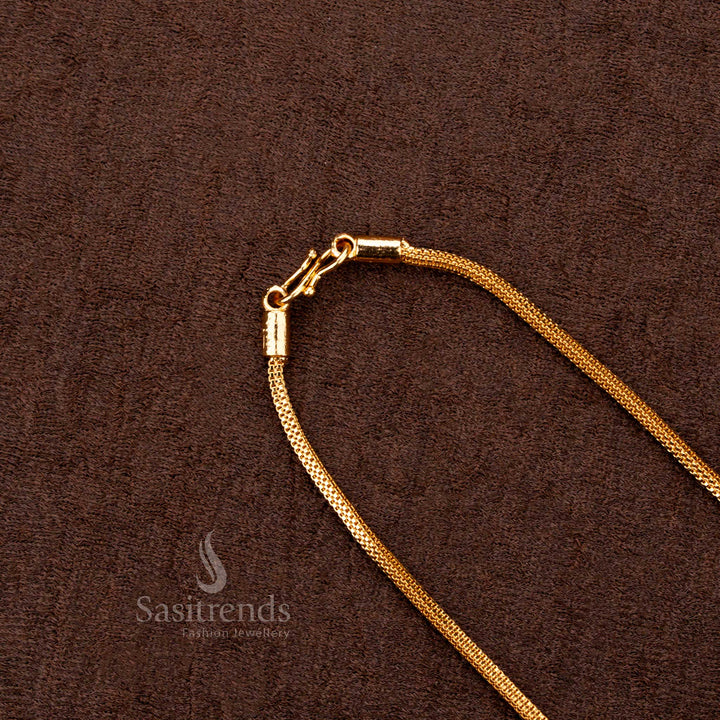Three-layer Mugappu Chain with AD Stones and Gold Barrel Bead – Sasitrends