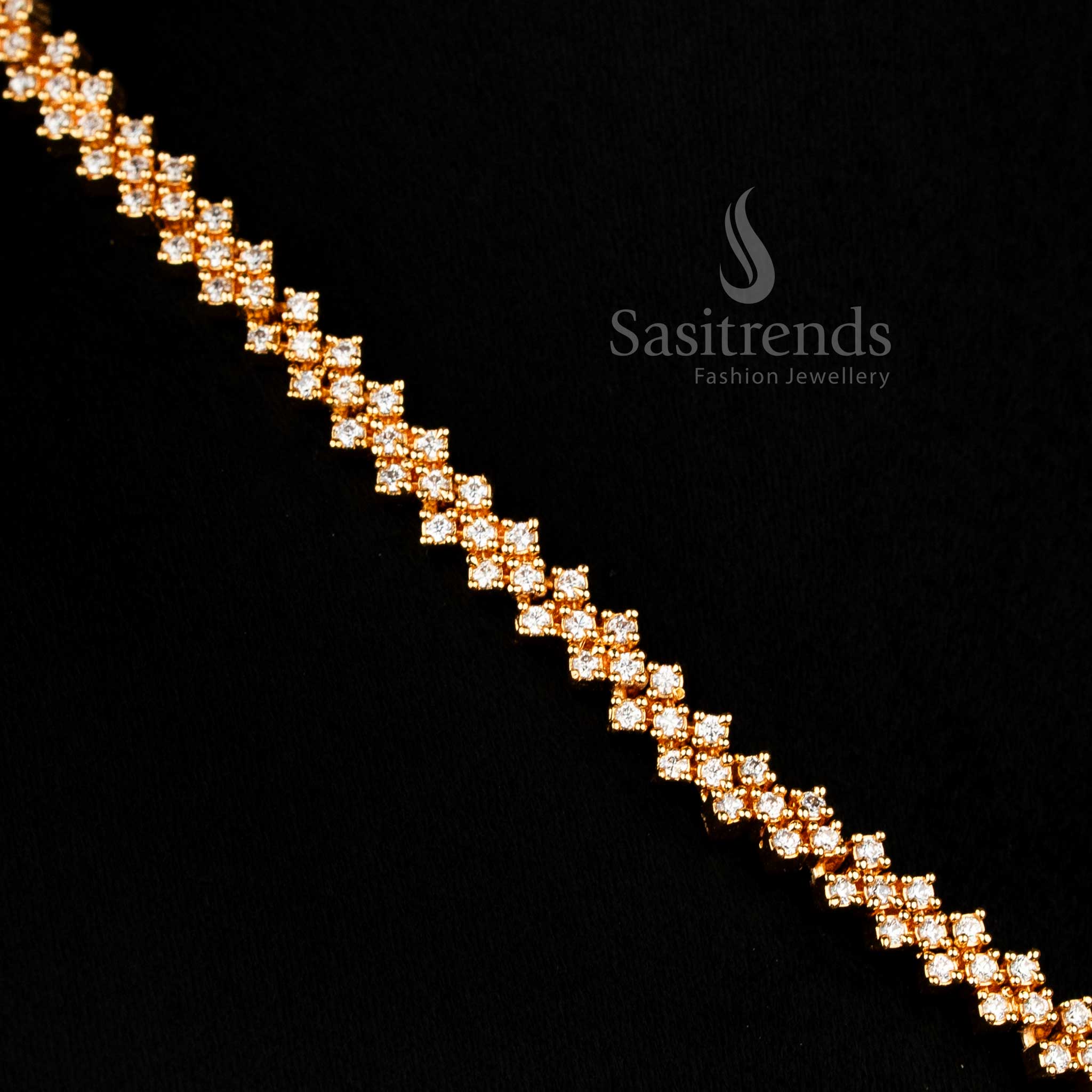 Luminous white American Diamond sunflower pendant necklace featuring sparkling stones with intricate link detailing ideal for bridal and festive Jewellery - Sasitrends