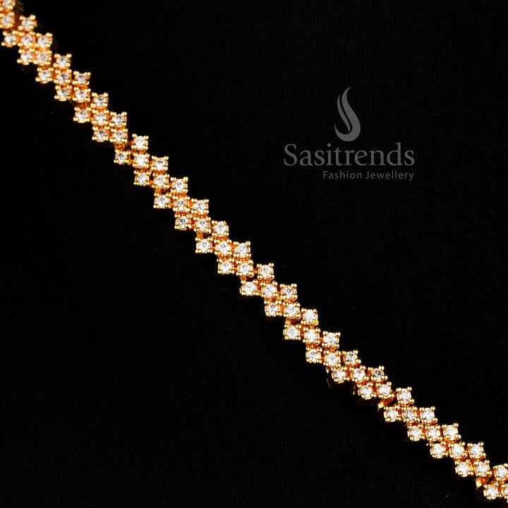 Luminous white American Diamond sunflower pendant necklace featuring sparkling stones with intricate link detailing ideal for bridal and festive Jewellery - Sasitrends