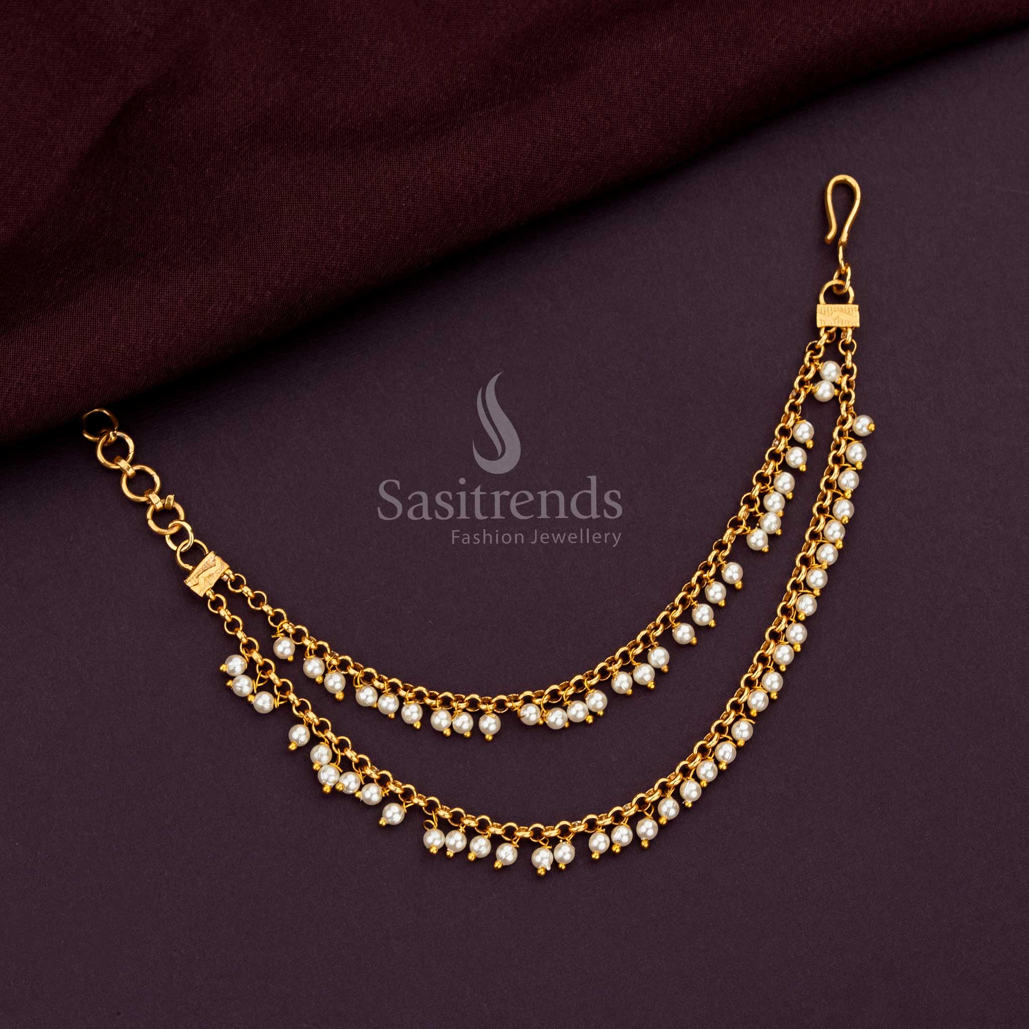 Timeless Gold Plated Double Layer Bridal Matil With Pearl Hangings Ideal For Sophisticated Wedding Celebrations And Cultural Functions - Sasitrends