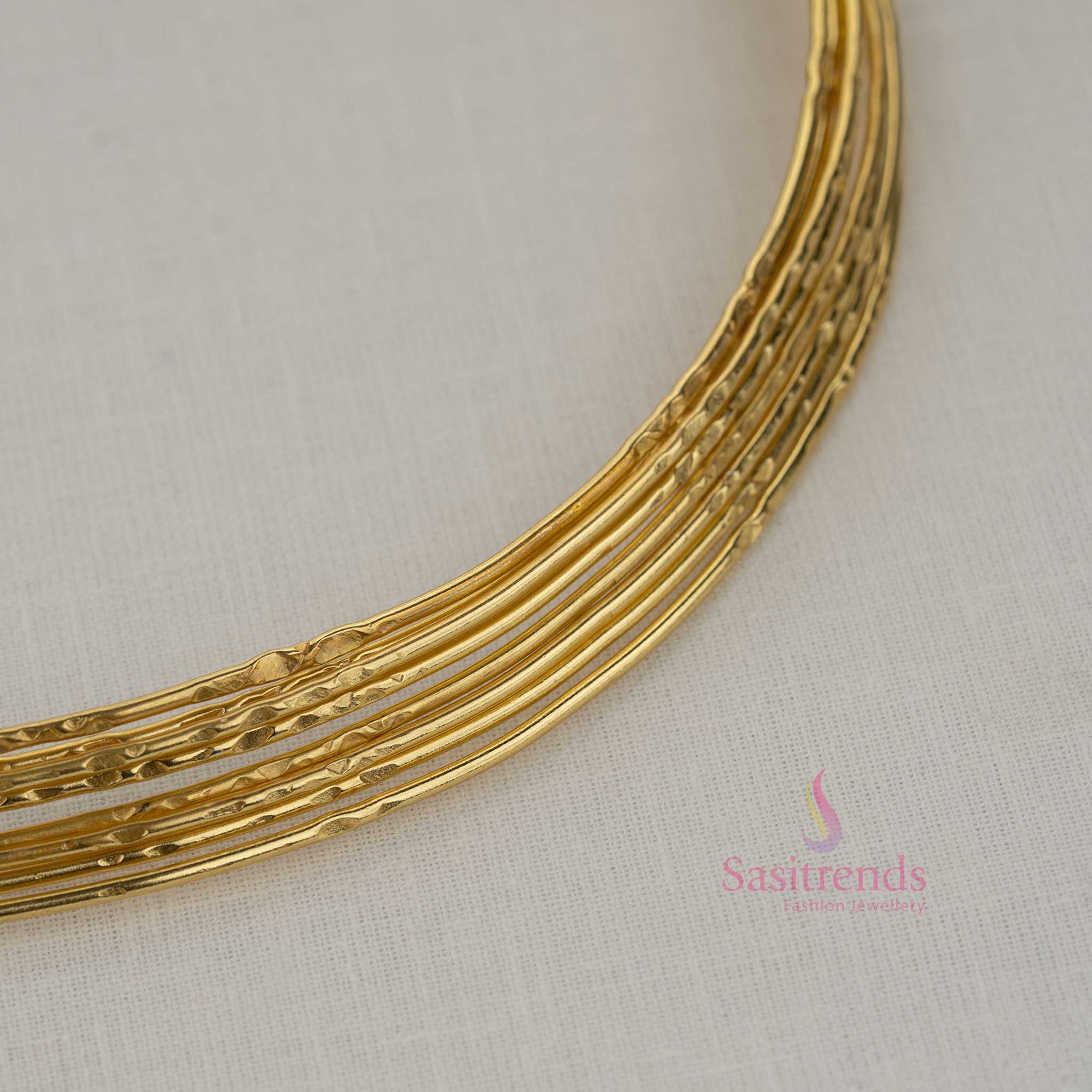 Elegant gold plated collar style layered husli necklace adding refined charm to temple visits festive gatherings and cultural styling - Sasitrends