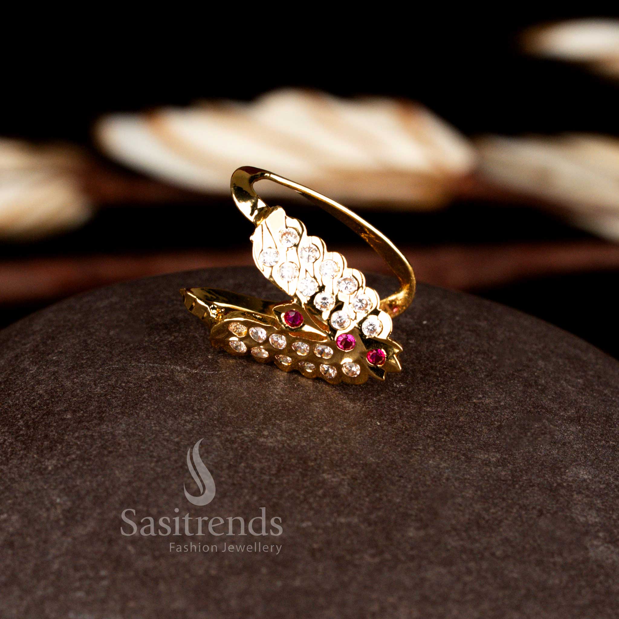 Heritage design Impon 24K micro gold plated real gold look ring ideal for temple ceremonies and auspicious family occasions – Sasitrends