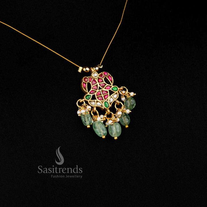 Majestic Jadau necklace offering bright presence with pearl touch for gorgeous celebrations – Sasitrends