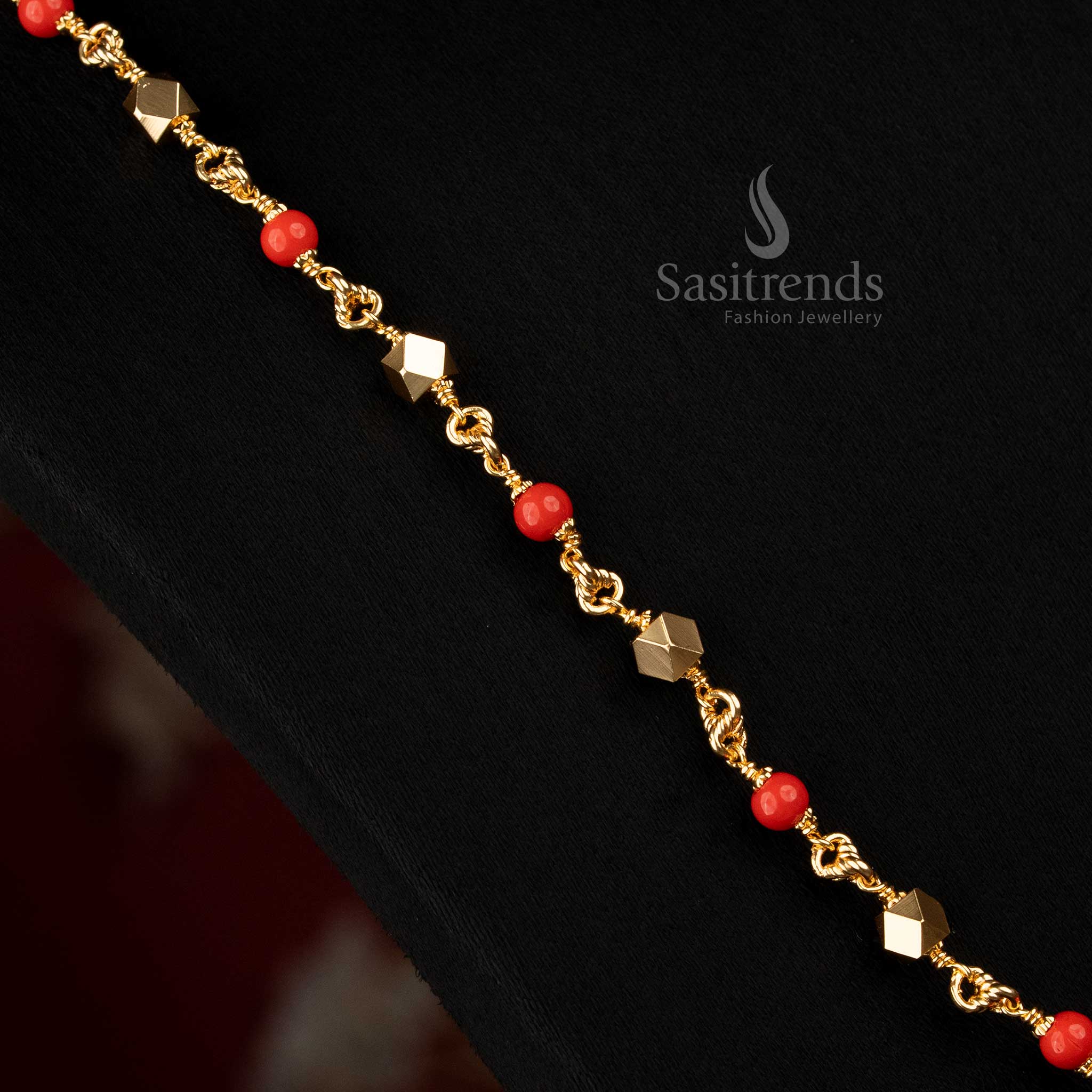Premium micro gold plated Mangalorean pavalam chain necklace for women, ideal for bridal events – Sasitrends