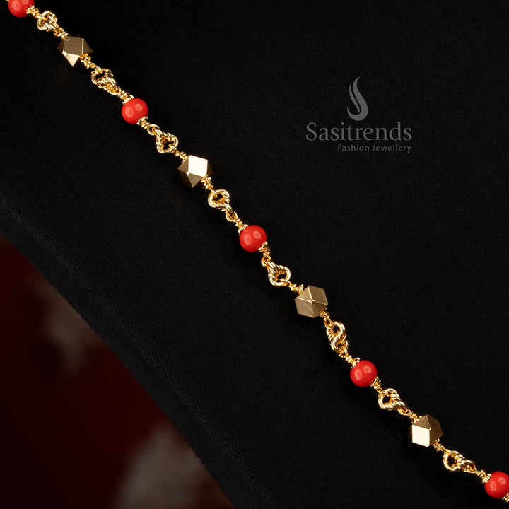 Premium micro gold plated Mangalorean pavalam chain necklace for women, ideal for bridal events – Sasitrends