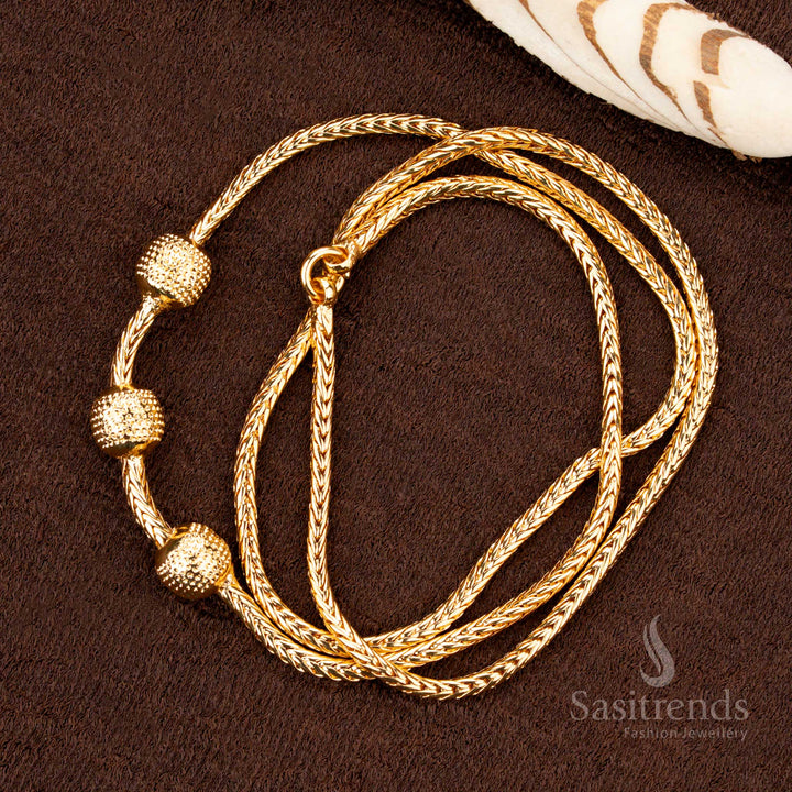 Stylish  micro gold plated ball design mugappu chain with a classic finish, perfect for daily wear and effortlessly blending tradition with modern elegance - Sasitrends
